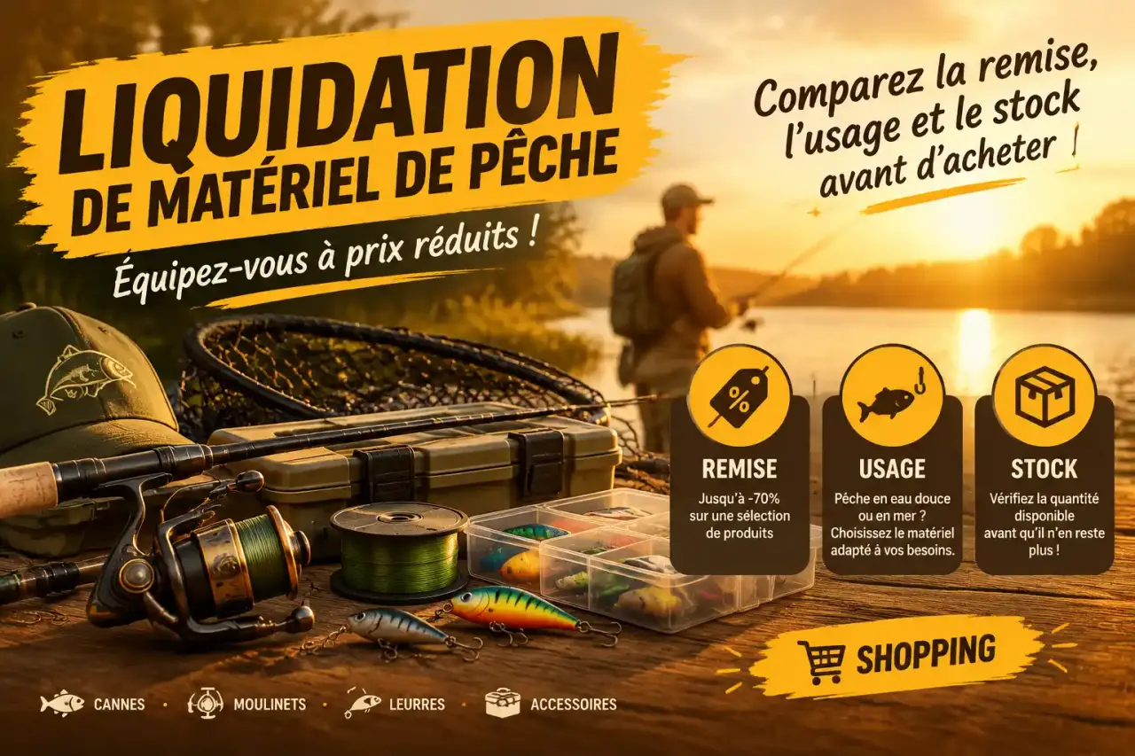 Liquidation de matériel de pêche : comparez la remise, l’usage et le stock avant d’acheter
