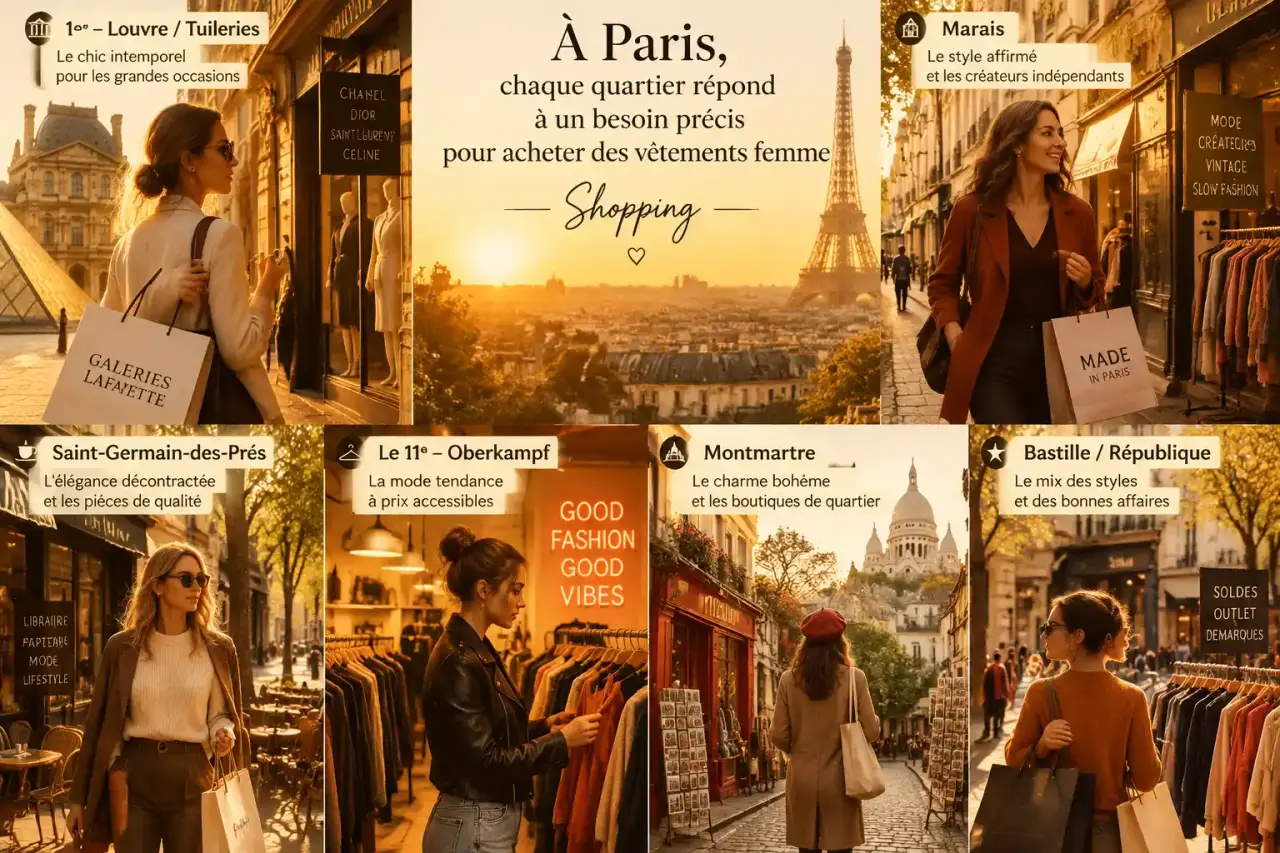 À Paris, chaque quartier répond à un besoin précis pour acheter des vêtements femme